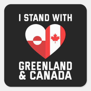 Pegatina Cuadrada Me mantengo con Groenlandia y Canadá