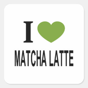 Pegatina Cuadrada Me ❤️ MATCHA LATTE Me encanta MATCHA LATTE Me enca