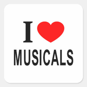 Pegatina Cuadrada Me ❤️ MUSICALES Amo los musicales Me encantan los