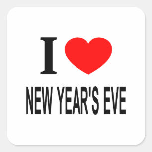 Pegatina Cuadrada Me ❤️ Nochevieja Amo Nochevieja Me encanta Nochevi
