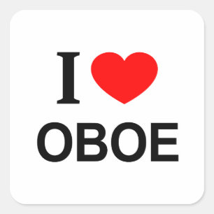 Pegatina Cuadrada Me ❤️ OBOE Me encanta OBOE Amo OBOE