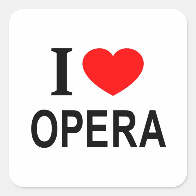Pegatina Cuadrada Me ❤️ ÓPERA Me encanta ÓPERA Amo la ÓPERA (Anverso)
