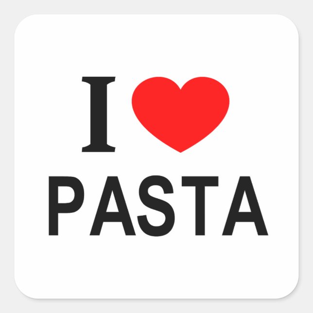 Pegatina Cuadrada Me ❤️ PASTA Me AMO PASTA Me CORAZÓN PASTA (Anverso)