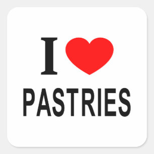 Pegatina Cuadrada Me ❤️ PASTELERÍA Me encanta la pastelería Me enamo