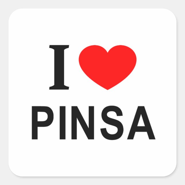 Pegatina Cuadrada Me ❤️ PINSA Me encanta PINSA Amo PINSA (Anverso)