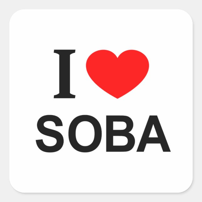 Pegatina Cuadrada Me ❤️ SOBA Me encanta SOBA Me encanta SOBA (Anverso)