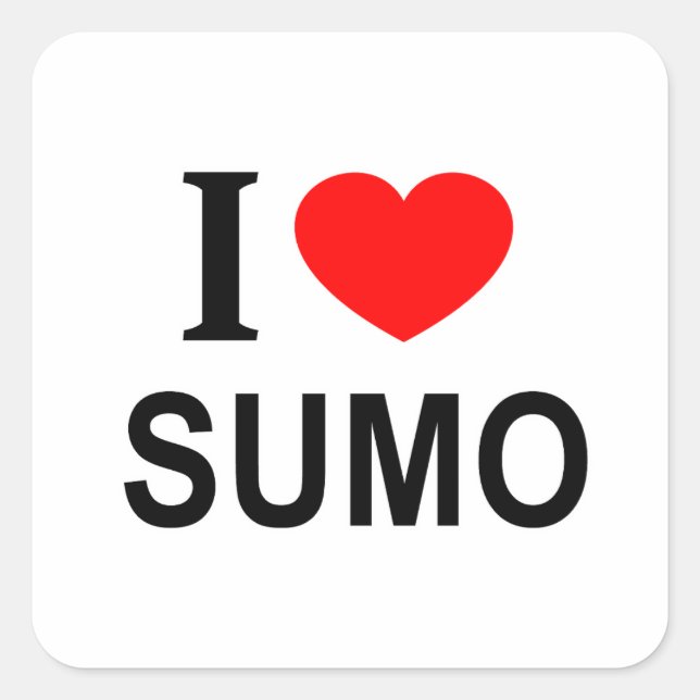 Pegatina Cuadrada Me ❤️ SUMO Me encanta SUMO Me apasiona SUMO (Anverso)