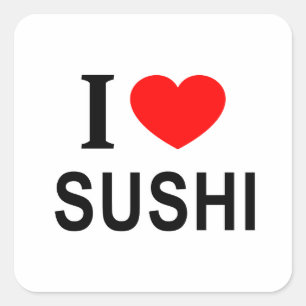 Pegatina Cuadrada Me ❤️ SUSHI Me encanta SUSHI Amo SUSHI