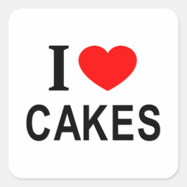 Pegatina Cuadrada Me ❤️ TARTAS Me encantan las tartas Me encanta las