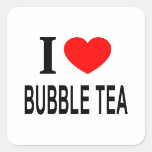 Pegatina Cuadrada Me ❤️ TÉ DE BURBUJAS Amo el TÉ DE BURBUJAS Me enca