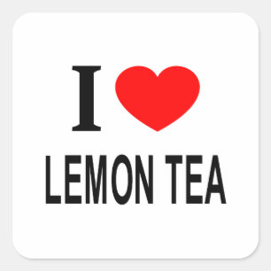 Pegatina Cuadrada Me ❤️ TÉ DE LIMÓN Amo el té de limón Me encanta el