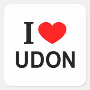 Pegatina Cuadrada Me ❤️ UDON Me encanta UDON Amo UDON