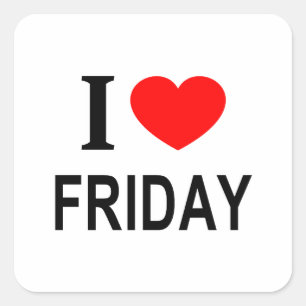 Pegatina Cuadrada Me ❤️ VIERNES Me encanta VIERNES Amo VIERNES