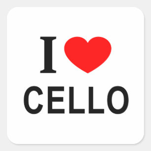 Pegatina Cuadrada Me ❤️ VIOLONCHELO Me encanta violonchelo Amo violo