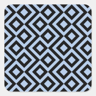 Pegatina Cuadrada Meander Azul Claro Y Negro