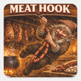 Pegatina Cuadrada Meat Hook Icelandic Yule Lad