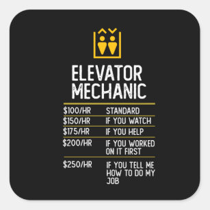 Pegatina Cuadrada mecánica del ascensor divertida idea de regalo