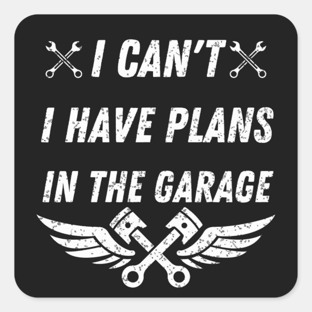 Pegatina Cuadrada mecánica divertida papá amante de los coches regal (Anverso)