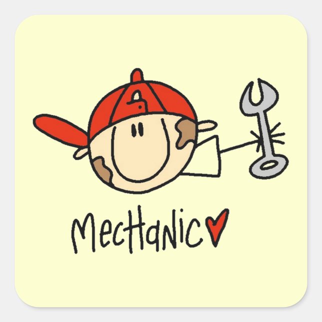Pegatina Cuadrada Mecánico (Anverso)