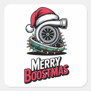 Pegatina Cuadrada Mecánico Boost Turbo Motor Nitro Amantes de Santa