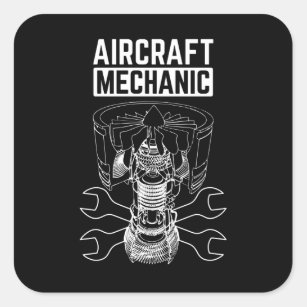 Pegatina Cuadrada Mecánico de aeronaves
