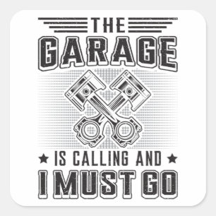 Pegatina Cuadrada Mechanic Car Mechanic Garage Reparación Difícil