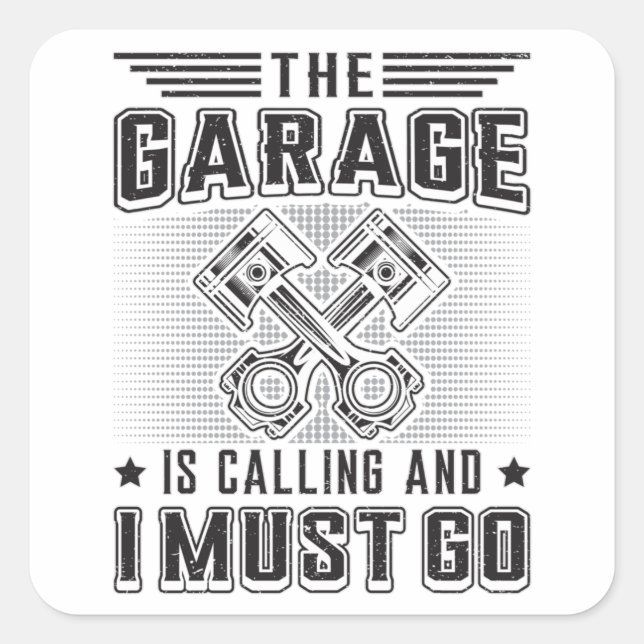 Pegatina Cuadrada Mechanic Car Mechanic Garage Reparación Difícil (Anverso)