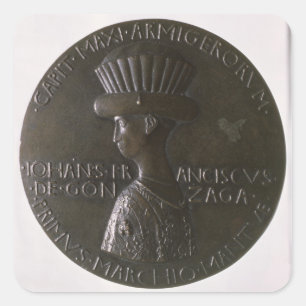 Pegatina Cuadrada Medalla de retrato que representa a Gianfrancesco