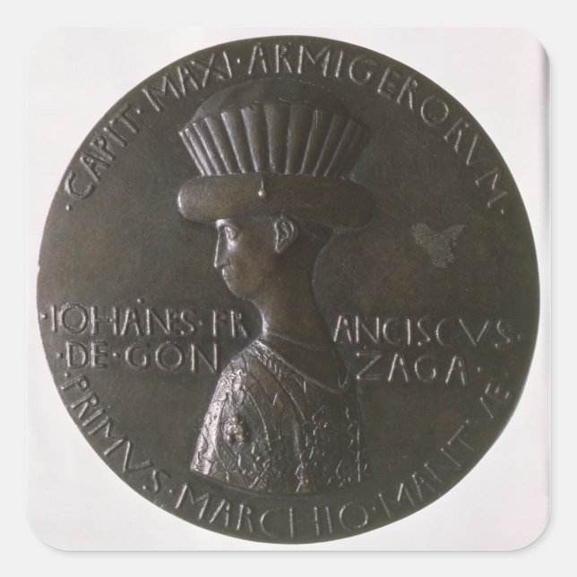 Pegatina Cuadrada Medalla de retrato que representa a Gianfrancesco  (Anverso)