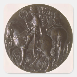 Pegatina Cuadrada Medalla de retrato, reverso representando a Gianfr