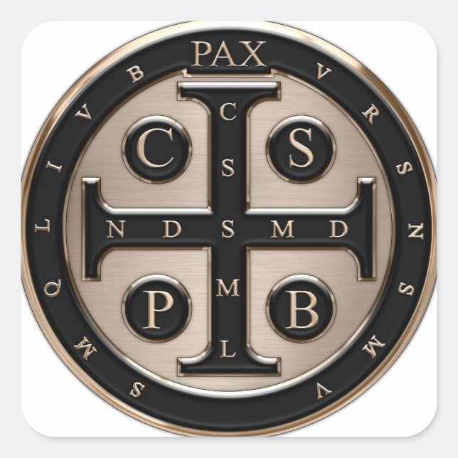 Pegatina Cuadrada Medalla de San Benedicto (Anverso)