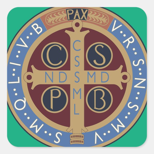 Pegatina Cuadrada Medalla de San Benito (Anverso)