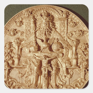 Pegatina Cuadrada Medalla de Trinidad, versión refundida del origina