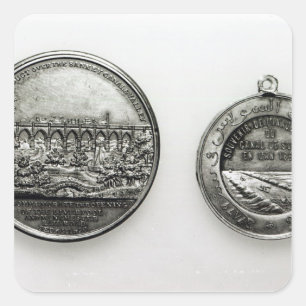 Pegatina Cuadrada Medalla que conmemora la abertura del Suez