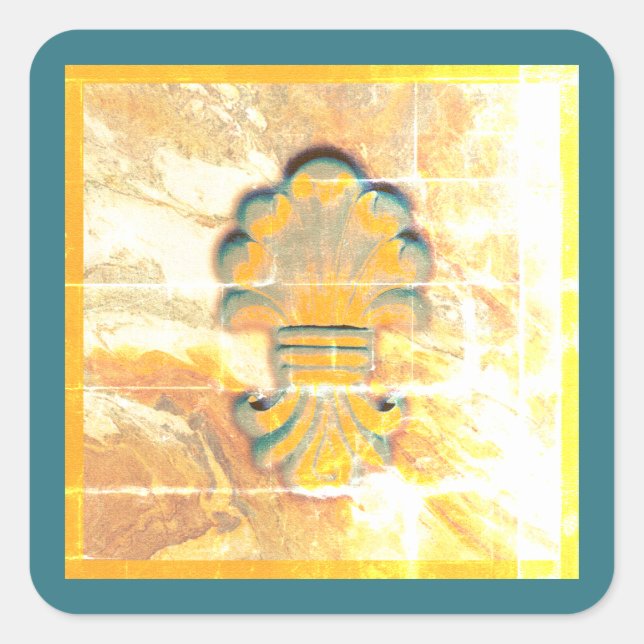 Pegatina Cuadrada Medallón del océano azul (Anverso)