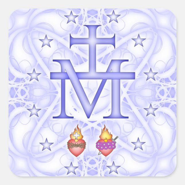 Pegatina Cuadrada Medallón milagroso (Anverso)