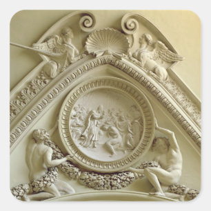 Pegatina Cuadrada Medallón que representa el bautismo de Constantin