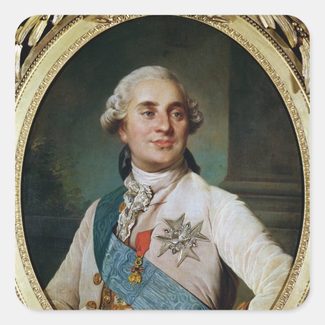 Pegatina Cuadrada Medallón retrato de Luis XVI 1775 (Anverso)
