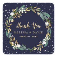 Medianoche Blue Winter Wreath Gracias Pegatinas