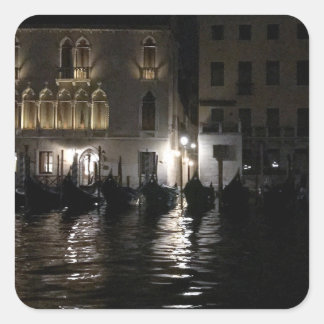 Pegatina Cuadrada Medianoche en el Gran Canal