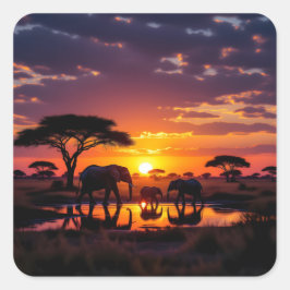 Pegatina Cuadrada Medias Leggings Puesta de Sol Africana Majestuosa