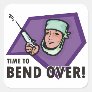 Pegatina Cuadrada Médica de inyección / enfermera divertida - jering