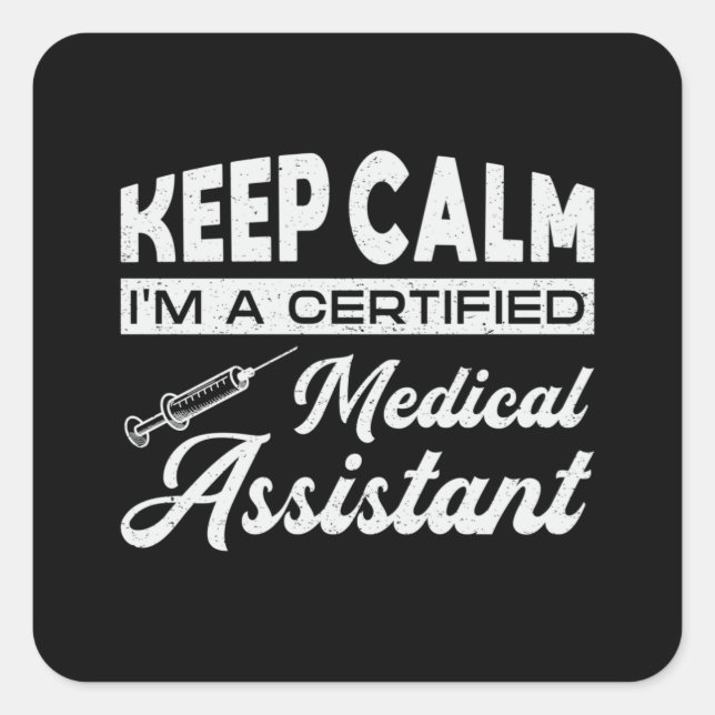 Pegatina Cuadrada Médica de Medicina Auxiliar Médico de Calle (Anverso)