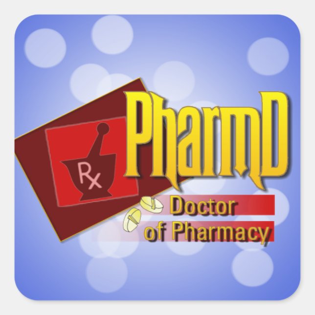 Pegatina Cuadrada Médica de PharmD LOGO (Anverso)