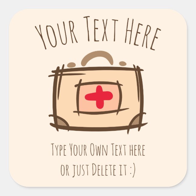 Pegatina Cuadrada Médica, emergencia, enfermera, plantilla de regalo (Anverso)