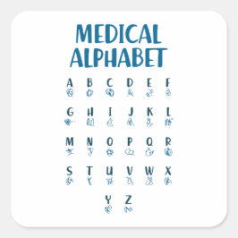 Pegatina Cuadrada Medical Alphabet
