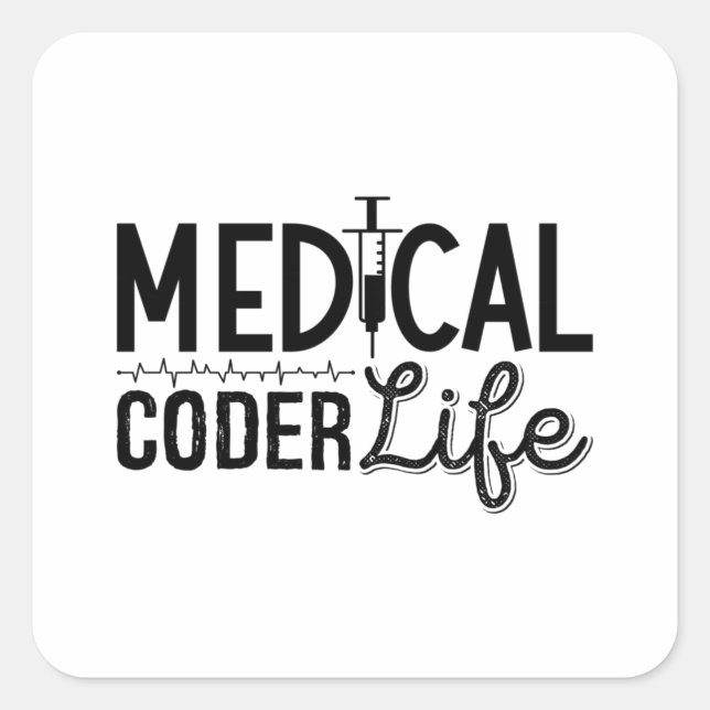 Pegatina Cuadrada Medical Coder Life Assistant ICD Programmer Coding (Anverso)