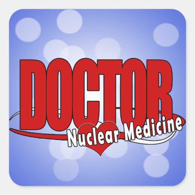 PEGATINA CUADRADA MEDICAMENTO NUCLEAR MÉDICA DE LOGO (Anverso)