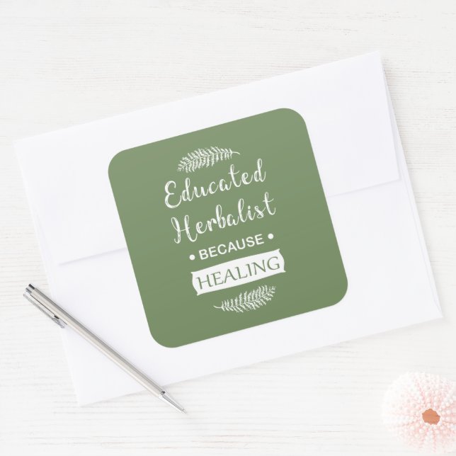 Pegatina Cuadrada Medicina natural herbolística educada (Sobre)