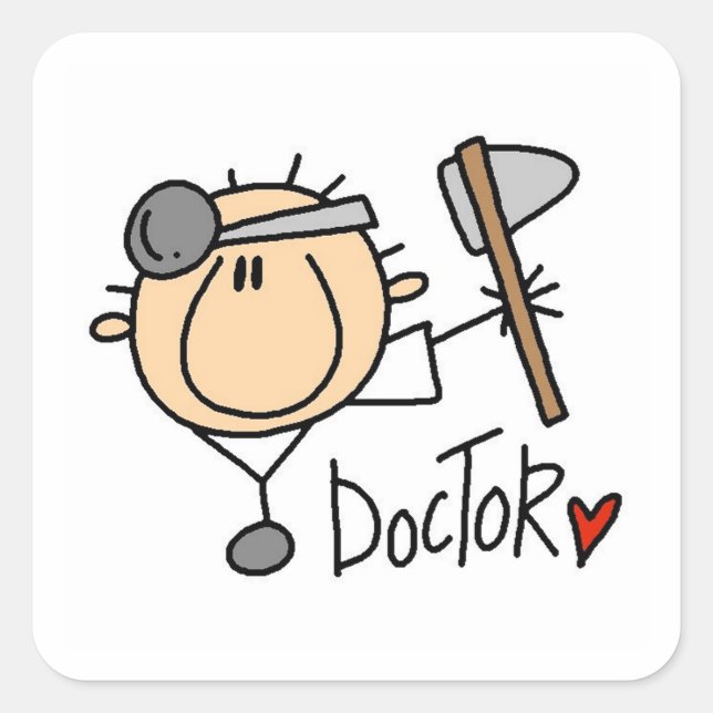 Pegatina Cuadrada Médico (Anverso)